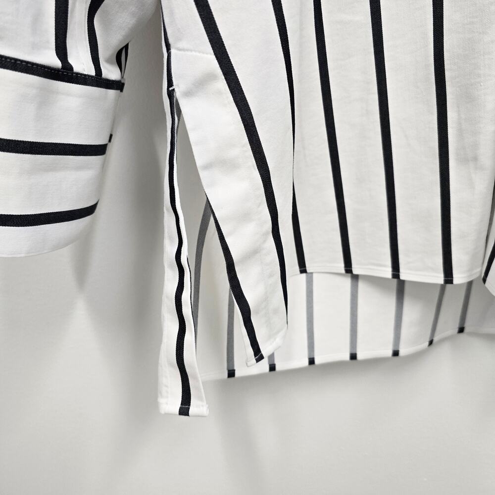 Chico’s Black and White Striped Long Sleeve No Iron Tunic Top Sz 16 - Picture 8 of 10